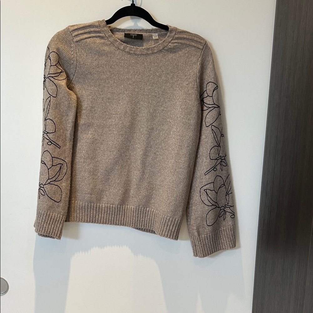 Tahari Patterned XS Sleeves Beige Sweater